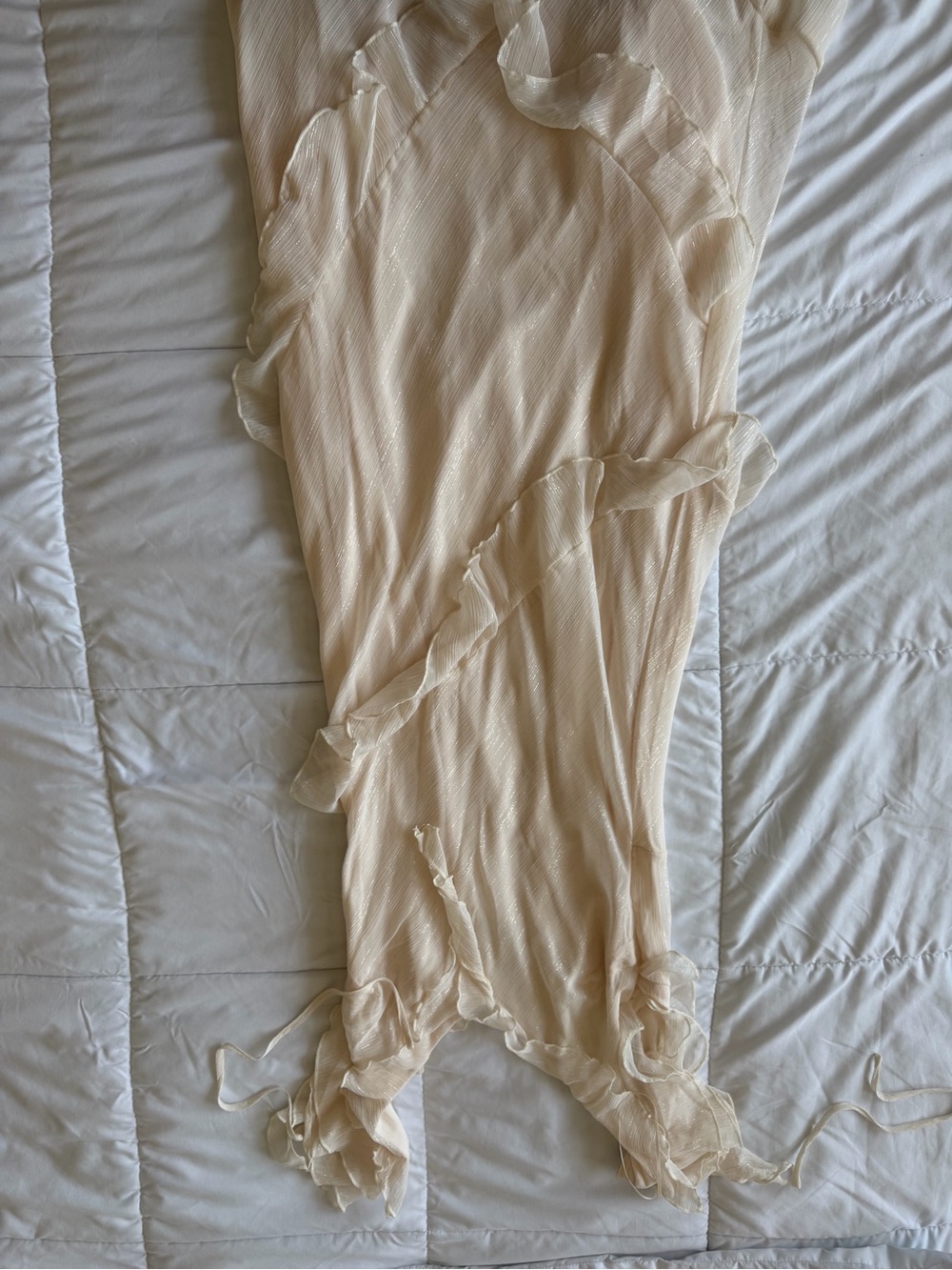 Francesca's Collections Soft Cream Pleated Chiffon Dress